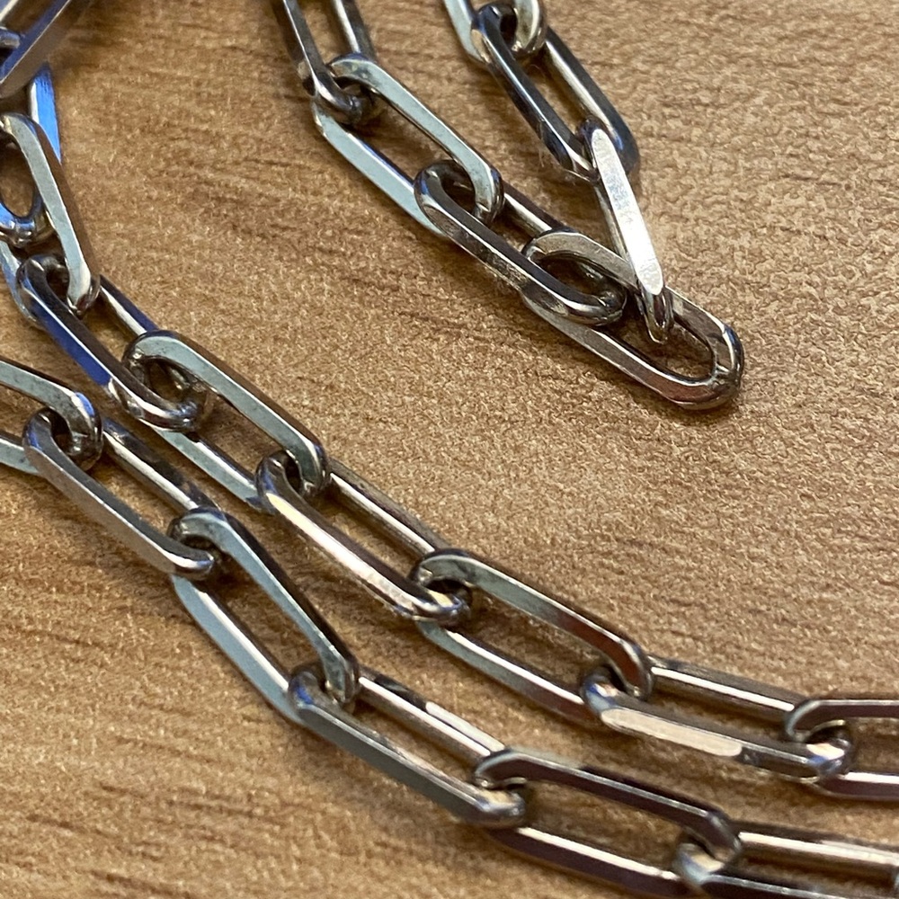 Thick 925 sterling silver paperclip Chain Necklace- 12.6 g - Picture 2 of 6